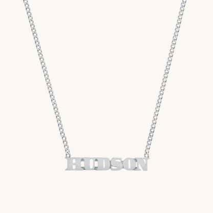 Small Block Name Necklace w/ Curb Chain - Happy Jewelers Fine Jewelry Lifetime Warranty