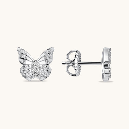 White Gold Small Marquise Diamond Butterfly Stud Earrings