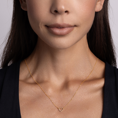 Small Open-Heart Diamond Necklace - Happy Jewelers Fine Jewelry Lifetime Warranty