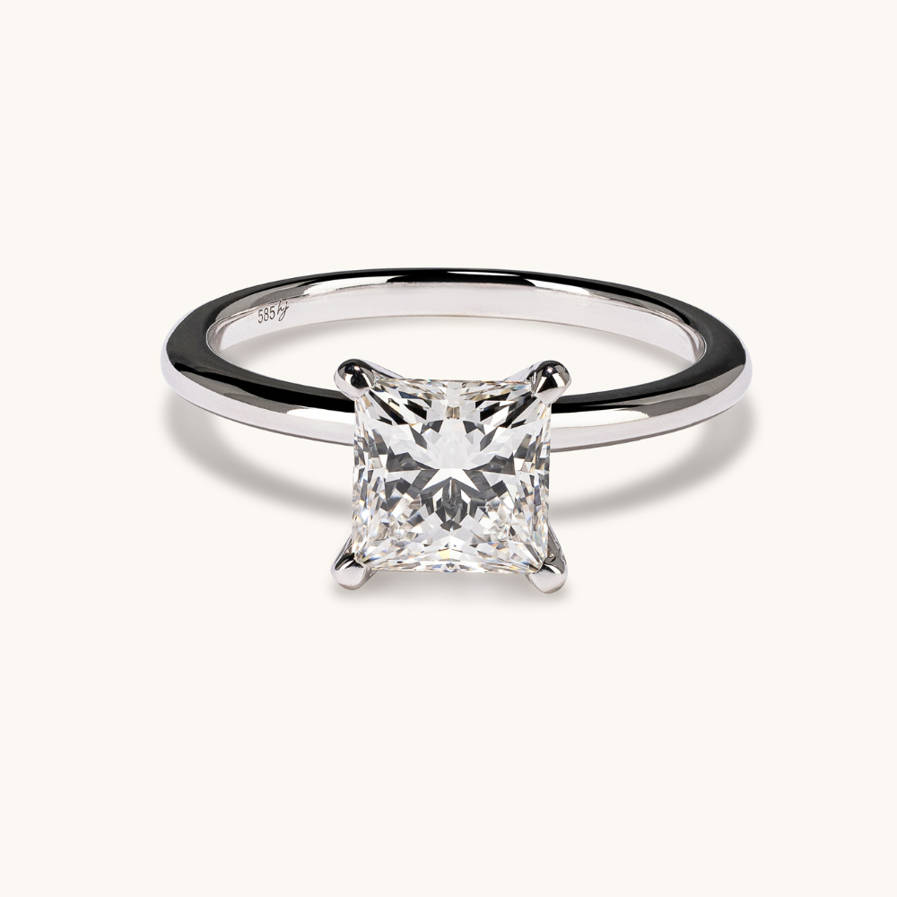 Princess Lab Diamond Solitaire Engagement Ring