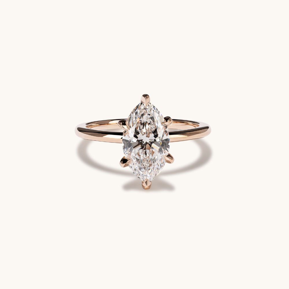 Marquise Lab Diamond Solitaire Engagement Ring