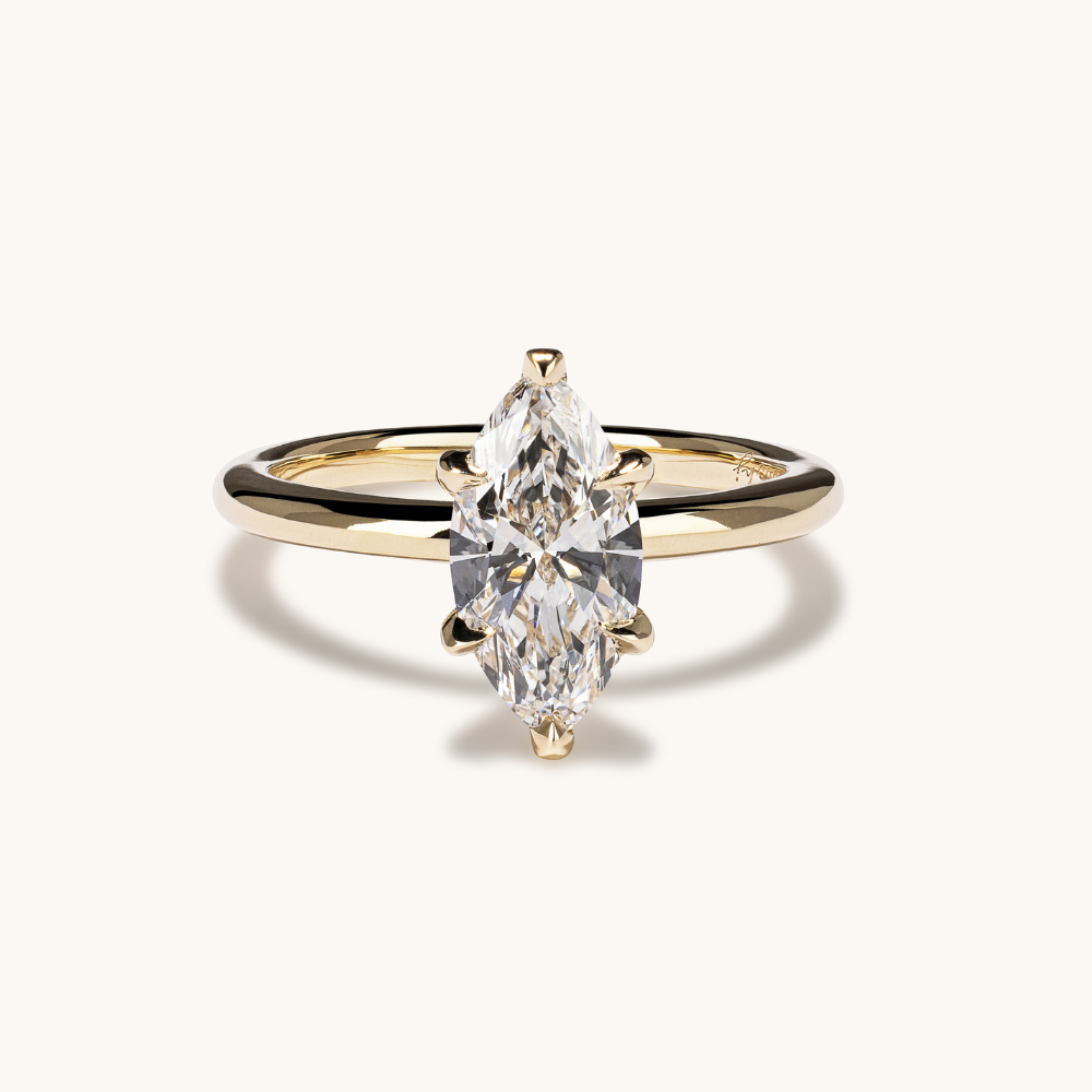 Marquise Lab Diamond Solitaire Engagement Ring