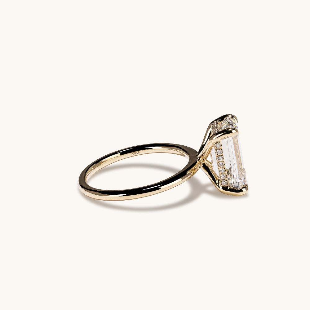 Emerald Lab Diamond Solitaire Engagement Ring with Hidden Halo - Happy Jewelers Fine Jewelry Lifetime Warranty