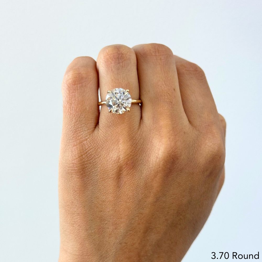 Round Lab Diamond Solitaire Engagement Ring with Hidden Halo - Happy Jewelers Fine Jewelry Lifetime Warranty