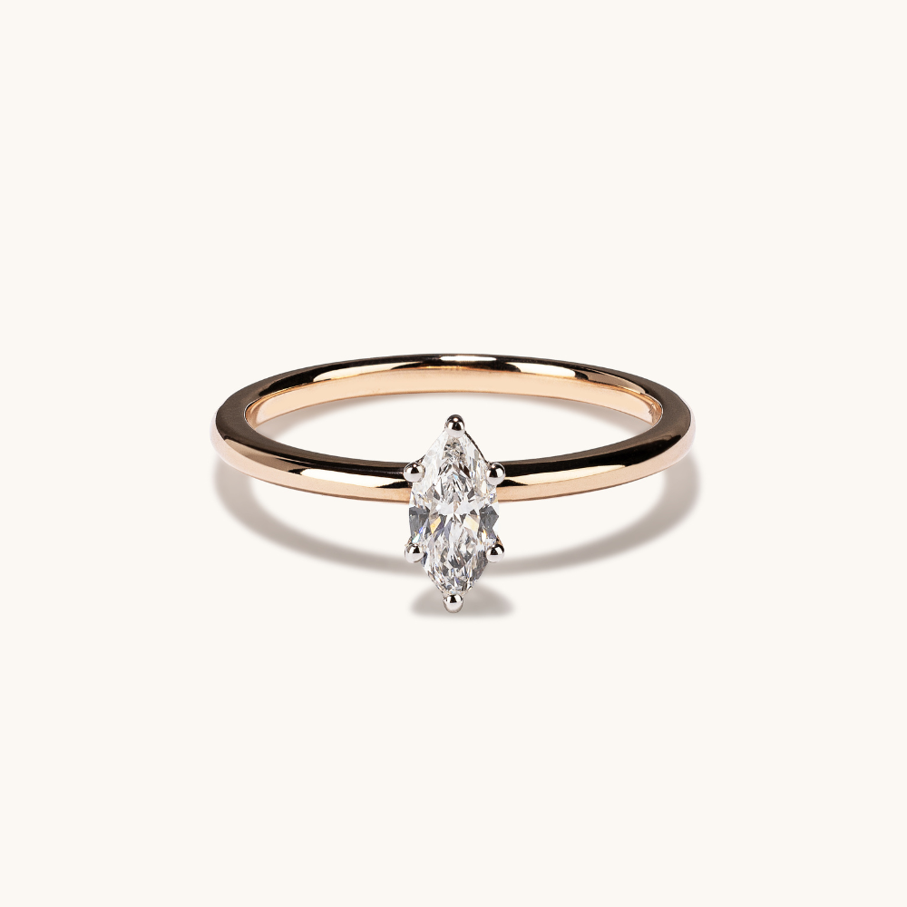 Marquise Lab Diamond Solitaire Engagement Ring