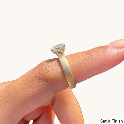 Pear Lab Diamond Engagement Ring with Hidden Halo Thick Solitaire Setting - Happy Jewelers Fine Jewelry Lifetime Warranty