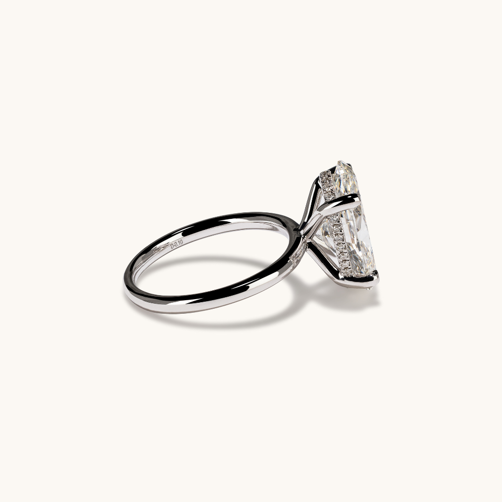 Oval Lab Diamond Solitaire Engagement Ring with Hidden Halo