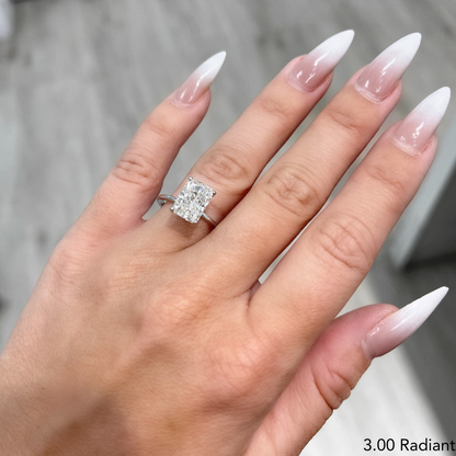 Radiant Lab Diamond Solitaire Engagement Ring with Hidden Halo - Happy Jewelers Fine Jewelry Lifetime Warranty