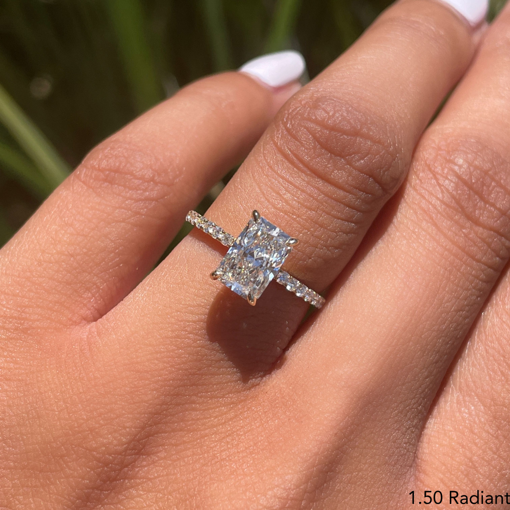 Radiant Lab Diamond Engagement Ring with Signature Setting