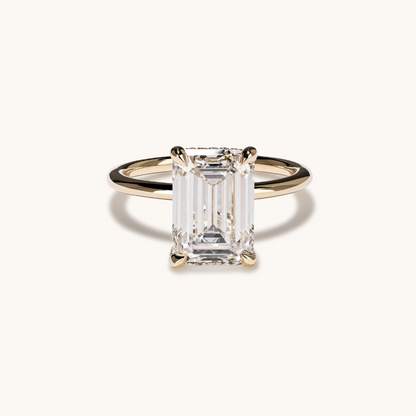 Emerald Lab Diamond Solitaire Engagement Ring with Hidden Halo - Happy Jewelers Fine Jewelry Lifetime Warranty