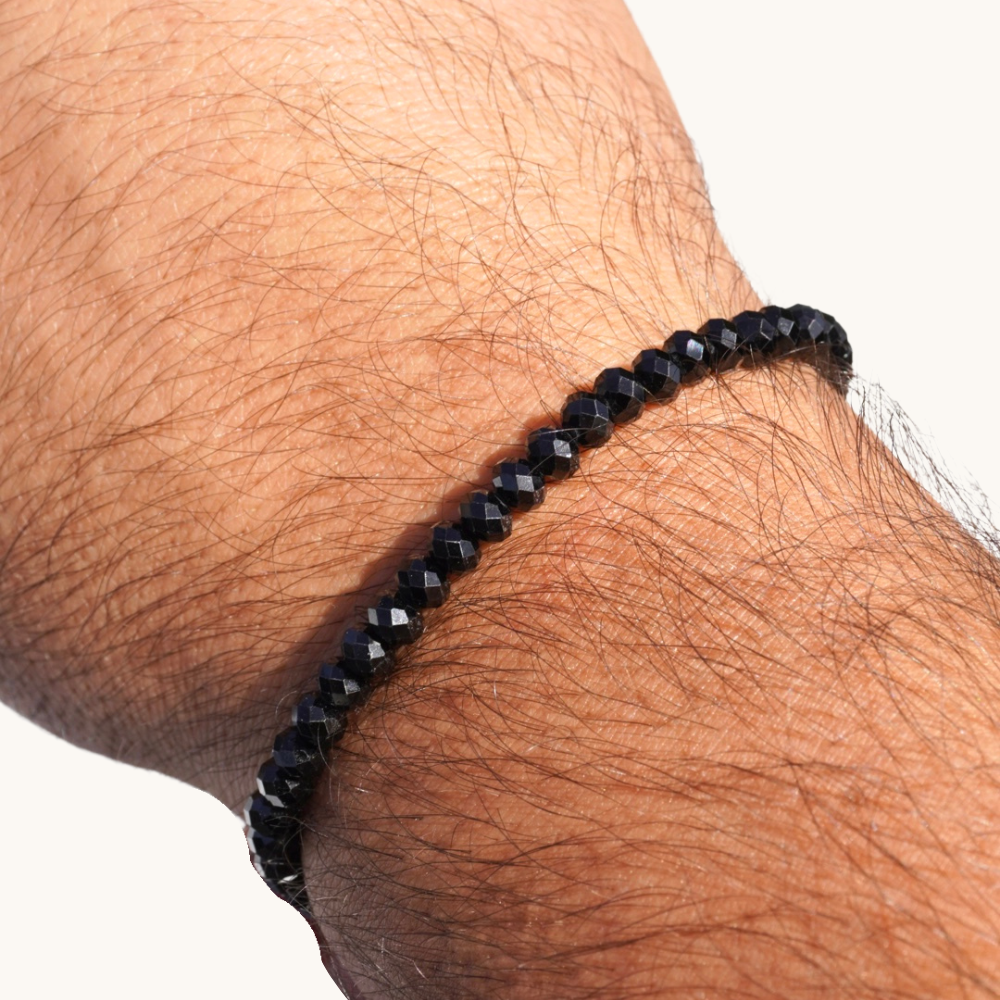 Men's Diamond Cut Black Spinel Bracelet - Happy Jewelers Fine Jewelry Lifetime Warranty