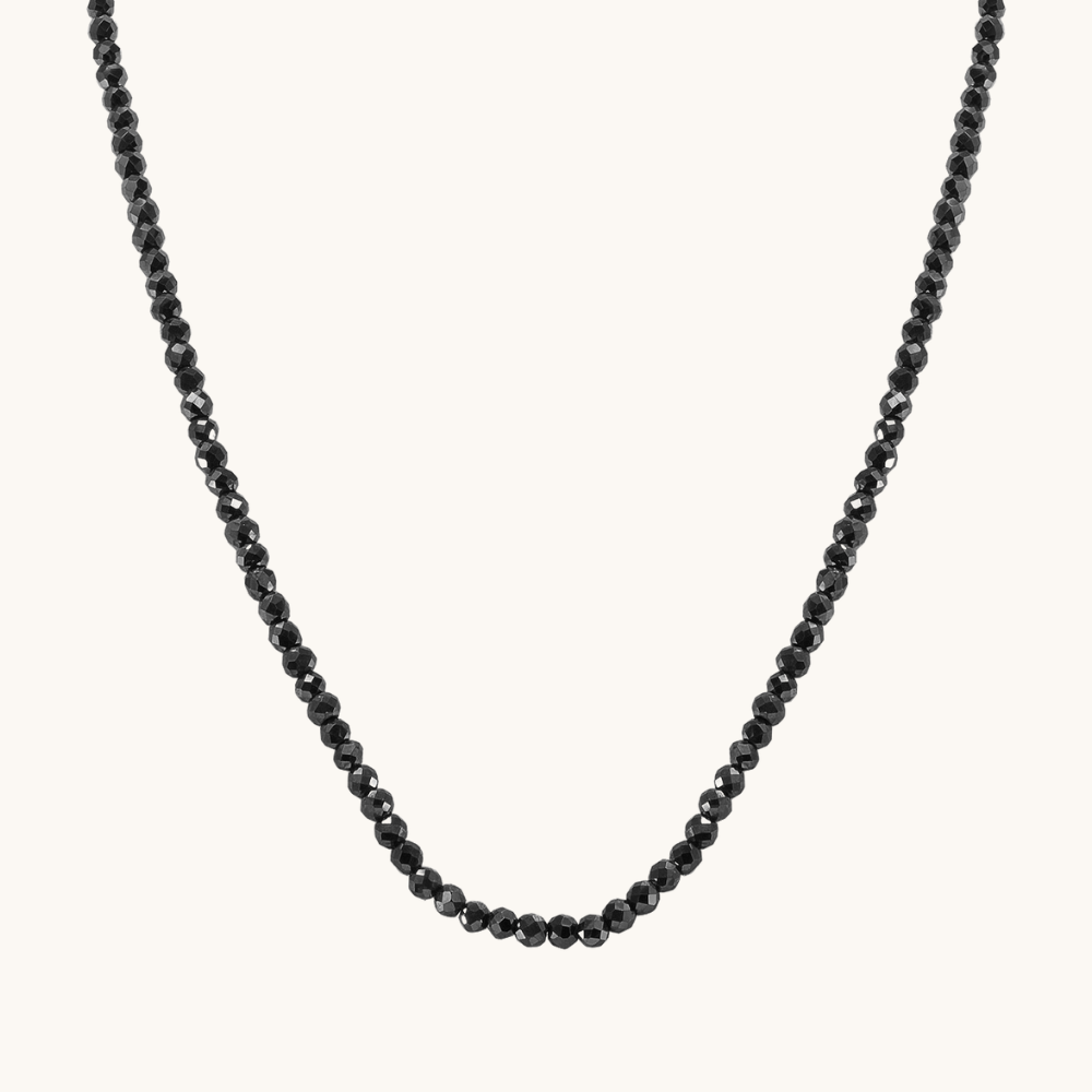 Men's Diamond Cut Black Spinel Necklace