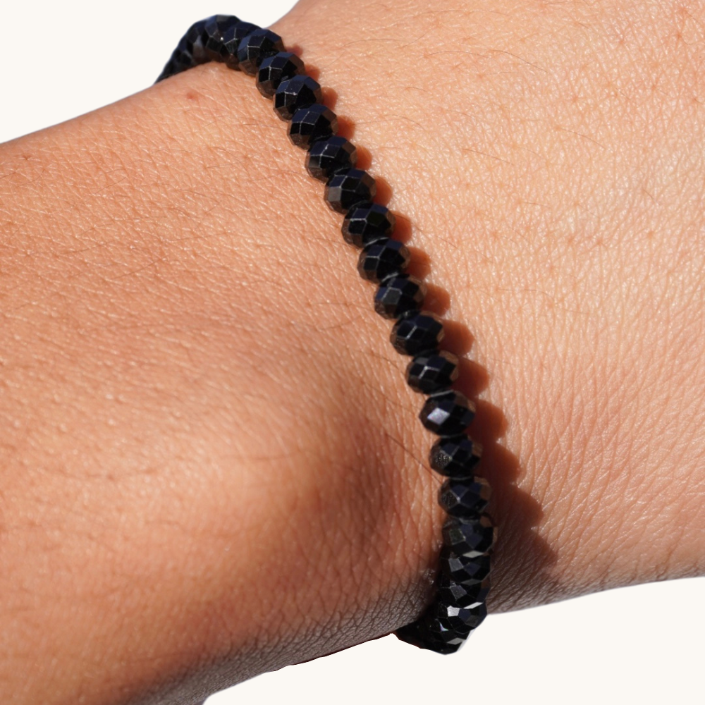 Men's Diamond Cut Black Spinel Bracelet