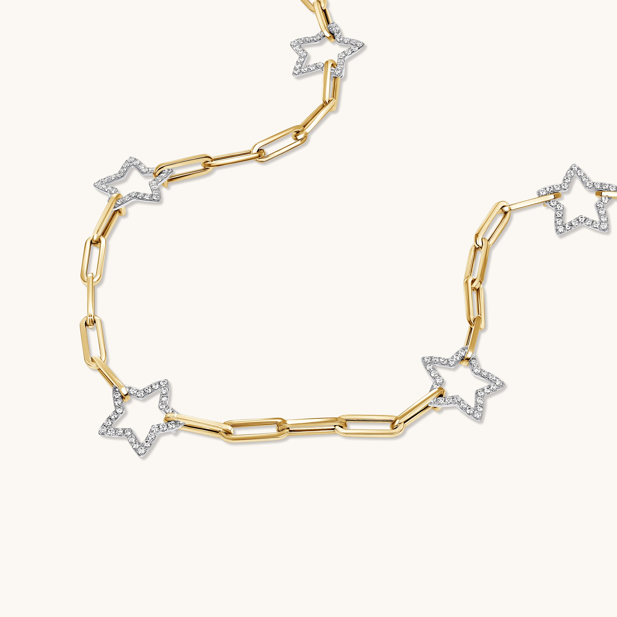Two Tone Gold Star Paperclip Chain Necklace