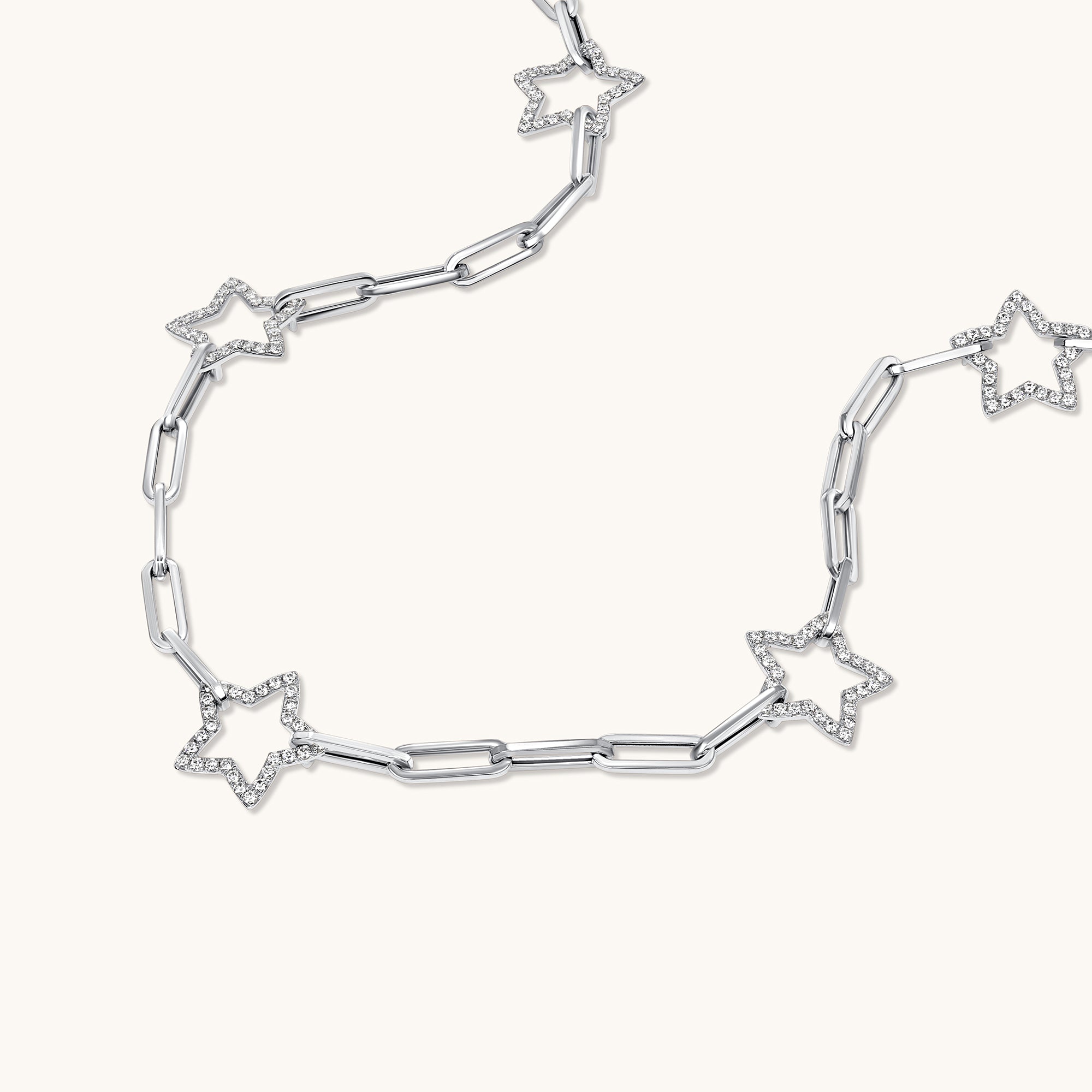 White Gold Star Paperclip Chain Necklace