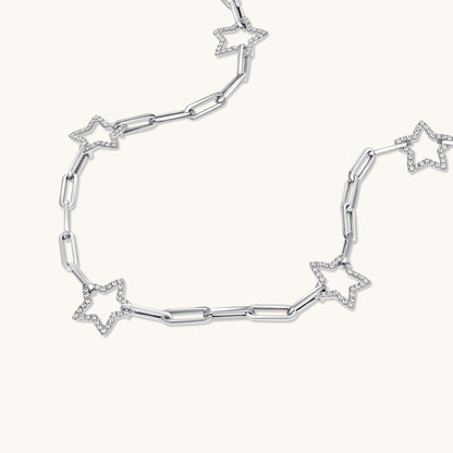 White Gold Star Paperclip Chain Necklace