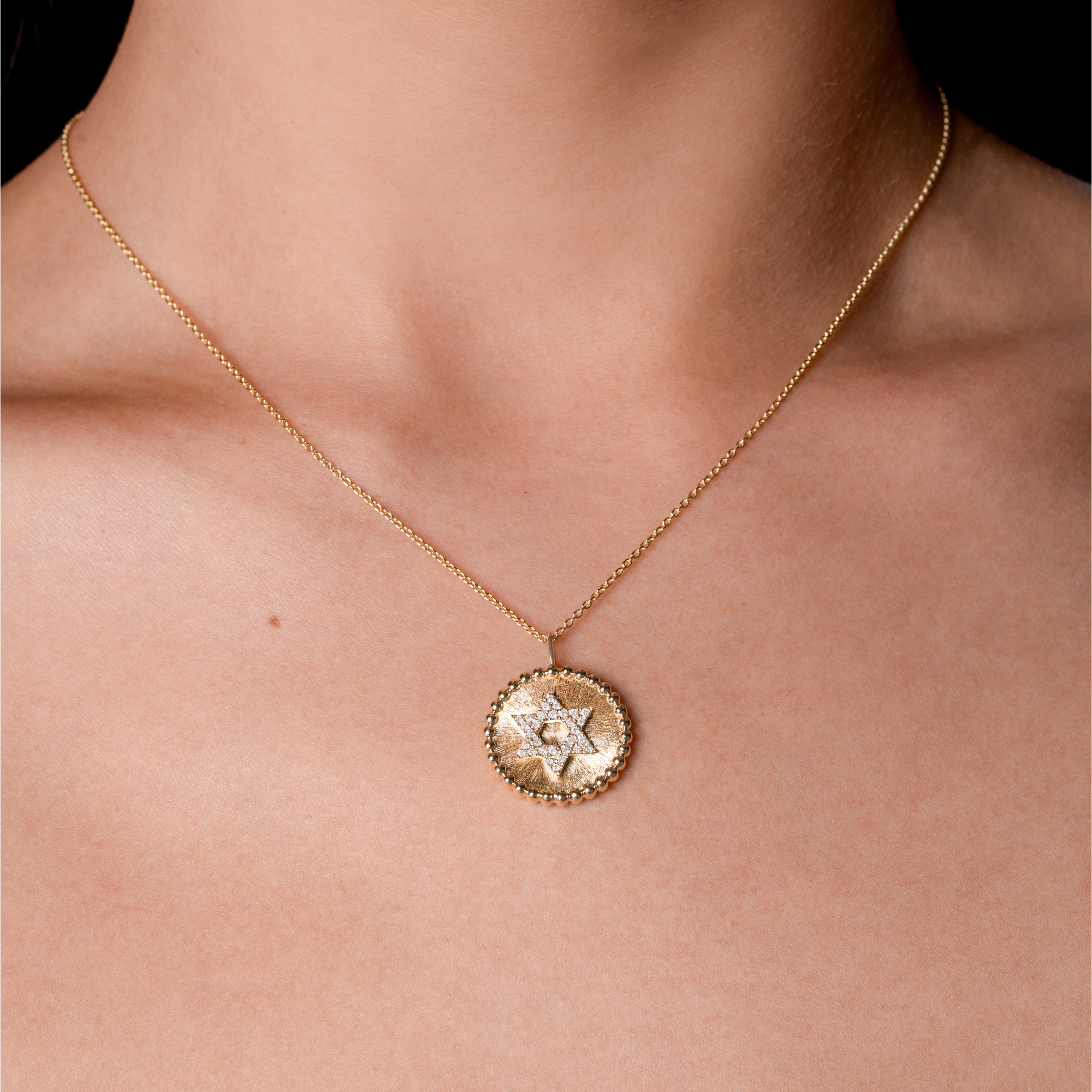 Star of David Diamond Coin Pendant