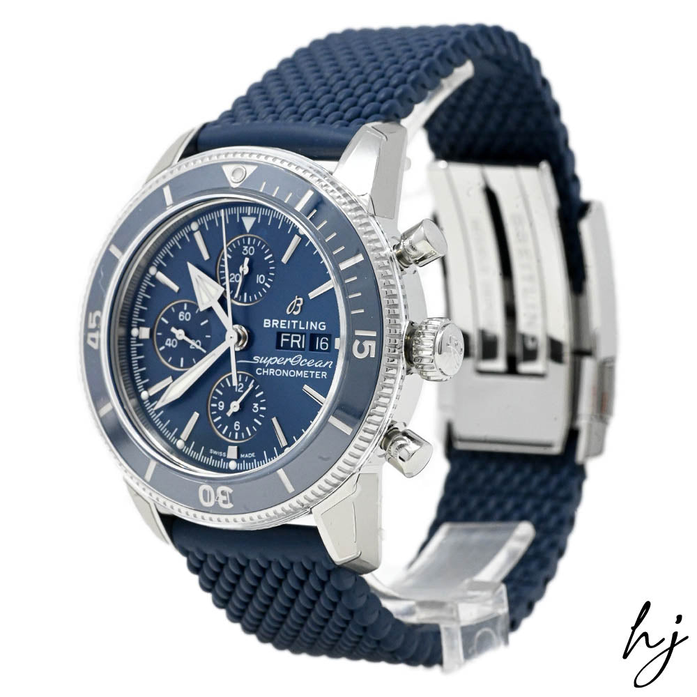 Breitling Mens SuperOcean Heritage II 44mm Stainless Steel Case Blue Chrono Dial Ref# A13313 - Happy Jewelers Fine Jewelry Lifetime Warranty