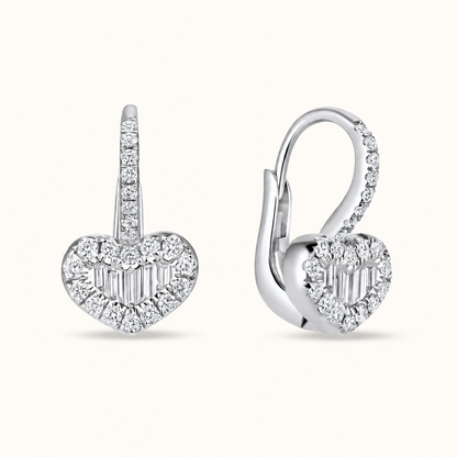 Sweetheart Baguette Diamond Dangle Earrings