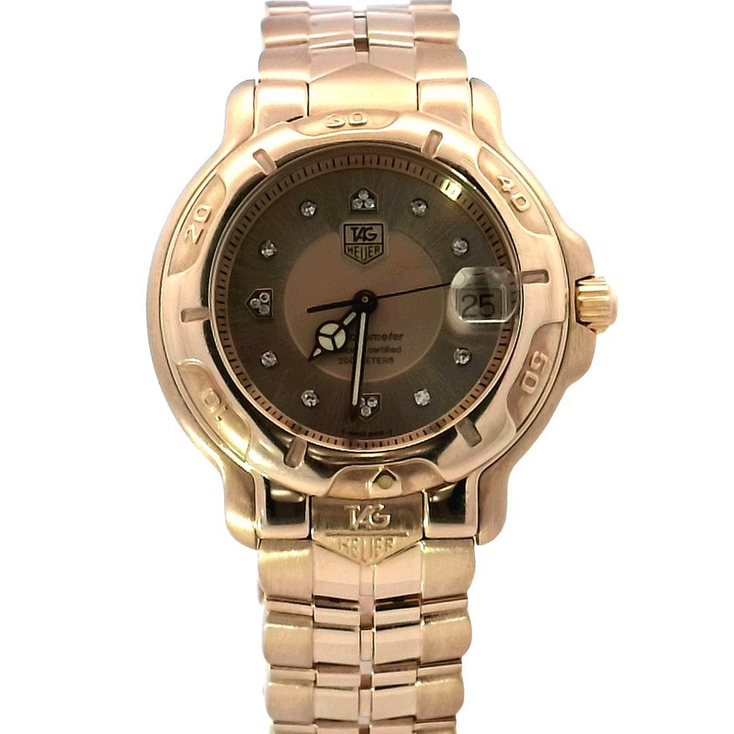 TAG Heuer Chronometer Yellow Gold 39mm Champagne Diamond Dial Watch | Ref# WH514 - Happy Jewelers Fine Jewelry Lifetime Warranty
