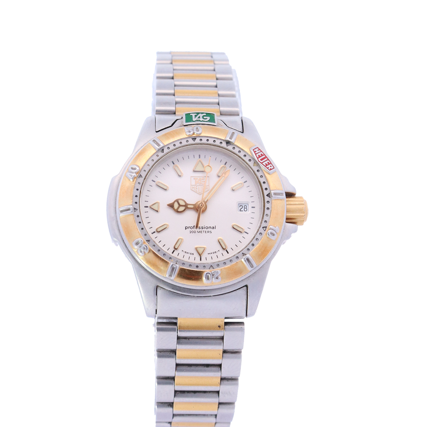 Tag Heuer 4000 Yellow Gold and Stainless Steel 28mm White Stick Dial Watch | Ref# WF1420 - Happy Jewelers Fine Jewelry Lifetime Warranty