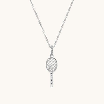 Diamond Tennis Racket Pendant Necklace