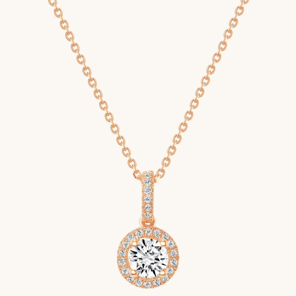 The Angelina Diamond Halo Pendant - Happy Jewelers Fine Jewelry Lifetime Warranty