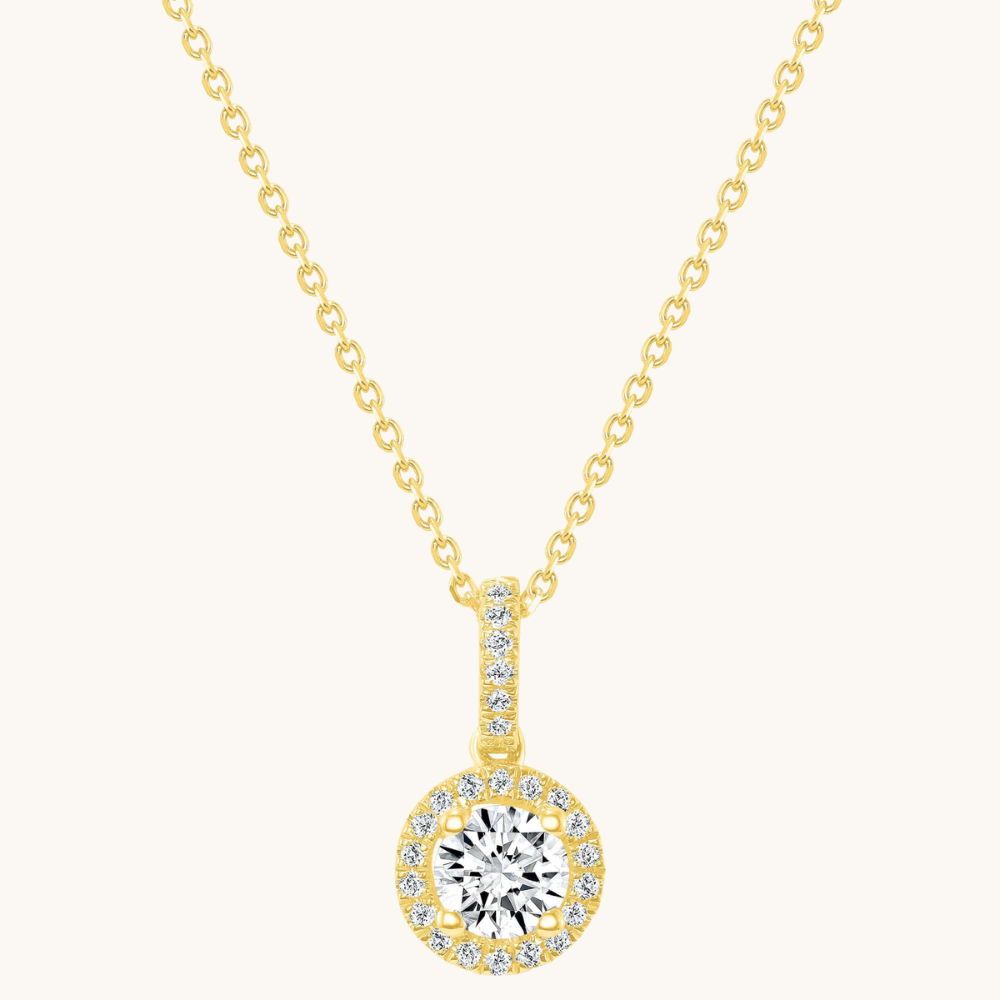 The Angelina Diamond Halo Pendant - Happy Jewelers Fine Jewelry Lifetime Warranty