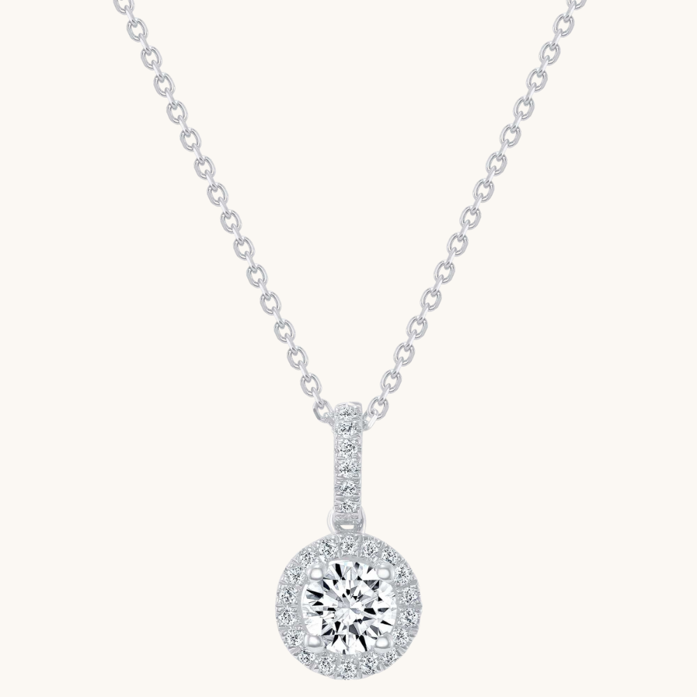 The Angelina Diamond Halo Pendant