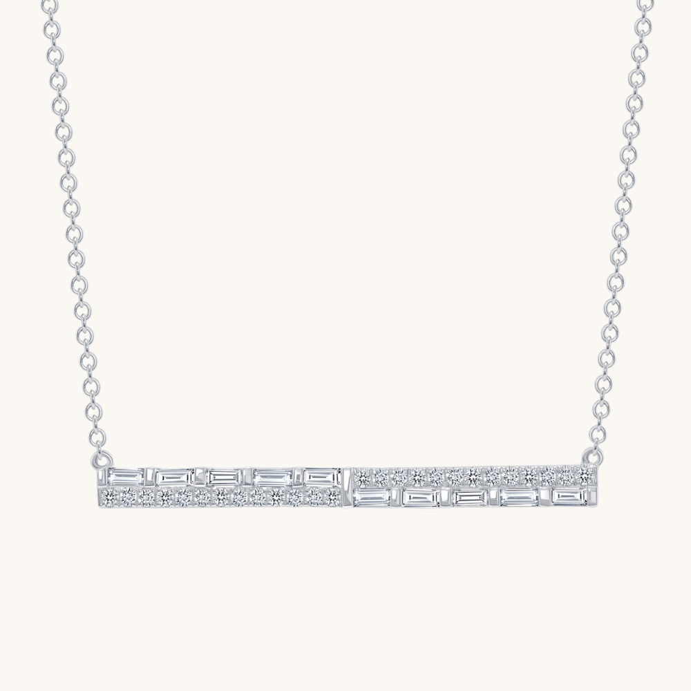 The Diamond Baguette Bar Necklace - Happy Jewelers Fine Jewelry Lifetime Warranty
