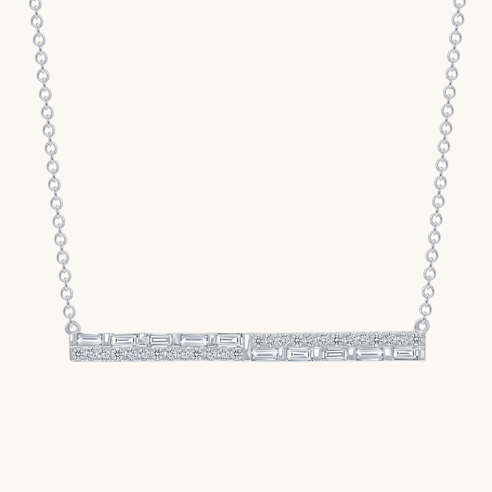 The Diamond Baguette Bar Necklace