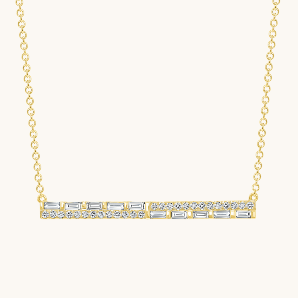 The Diamond Baguette Bar Necklace - Happy Jewelers Fine Jewelry Lifetime Warranty