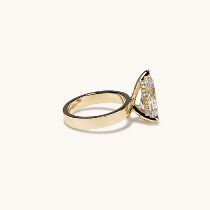 Pear Lab Diamond Engagement Ring with Hidden Halo Thick Solitaire Setting - Happy Jewelers Fine Jewelry Lifetime Warranty