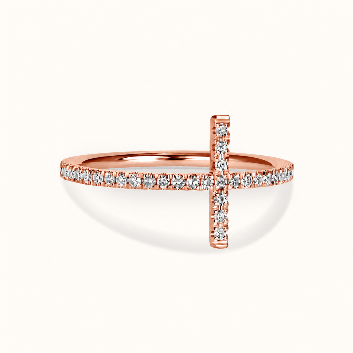 Thin Diamond Cross Ring