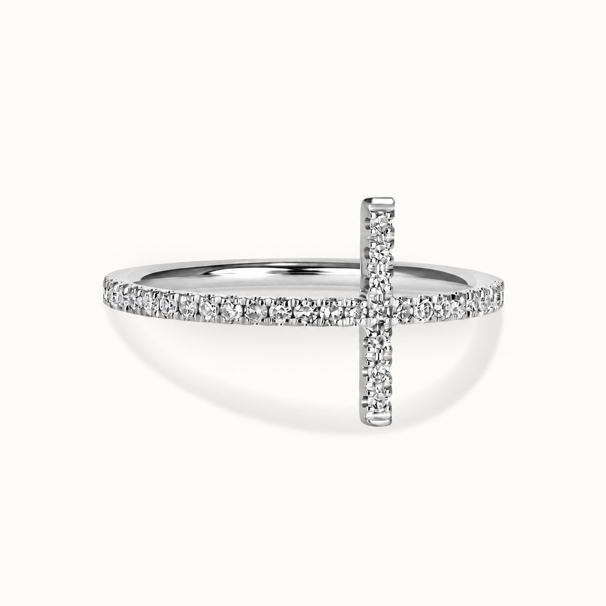 Thin Diamond Cross Ring