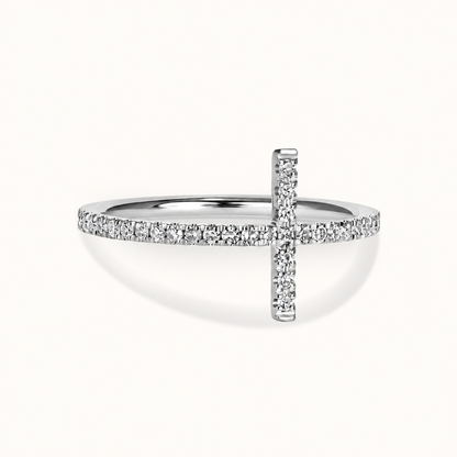Thin Diamond Cross Ring