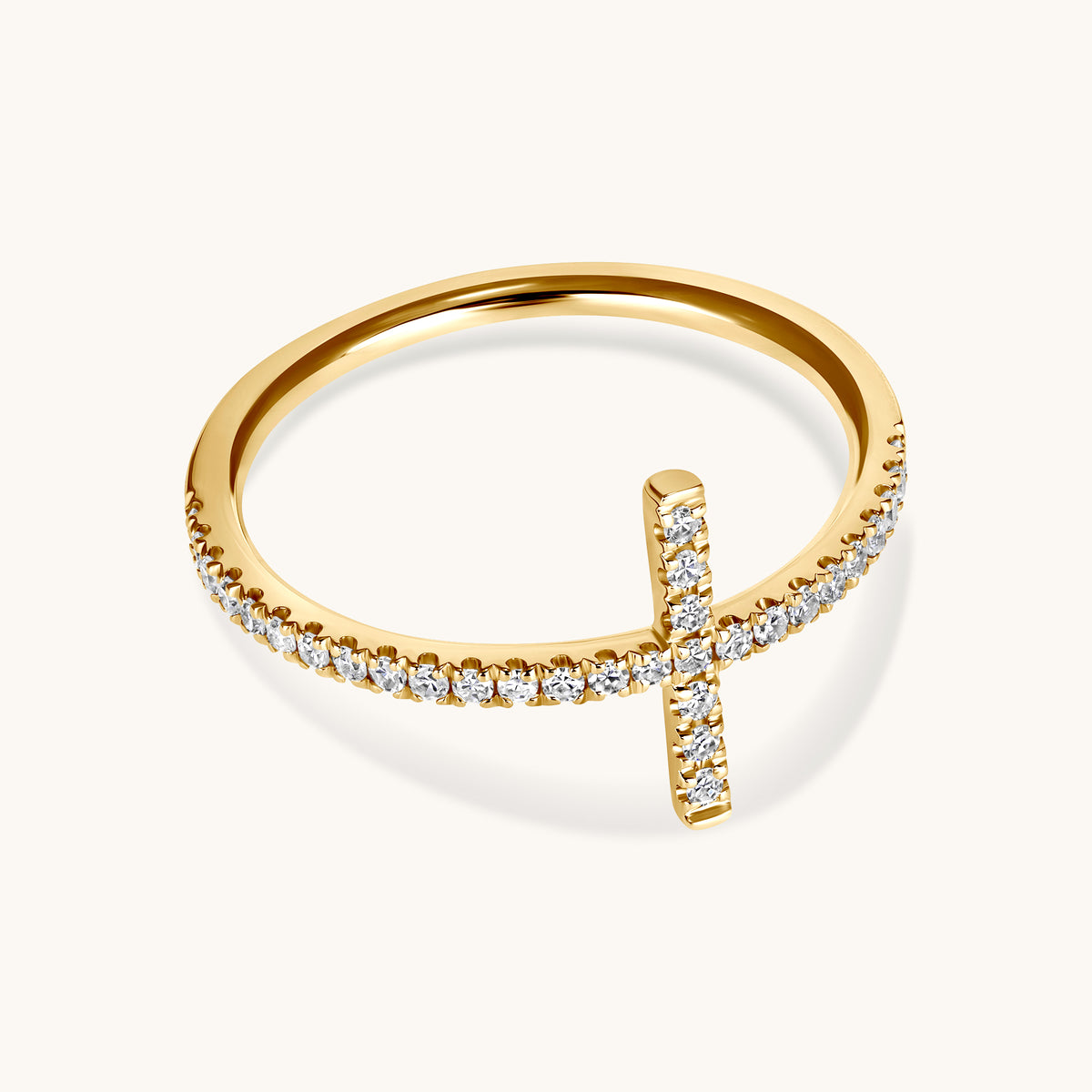 Thin Diamond Cross Ring