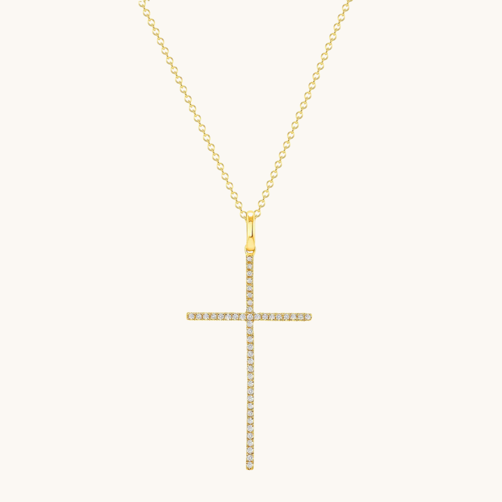 Thin Diamond Cross Necklace