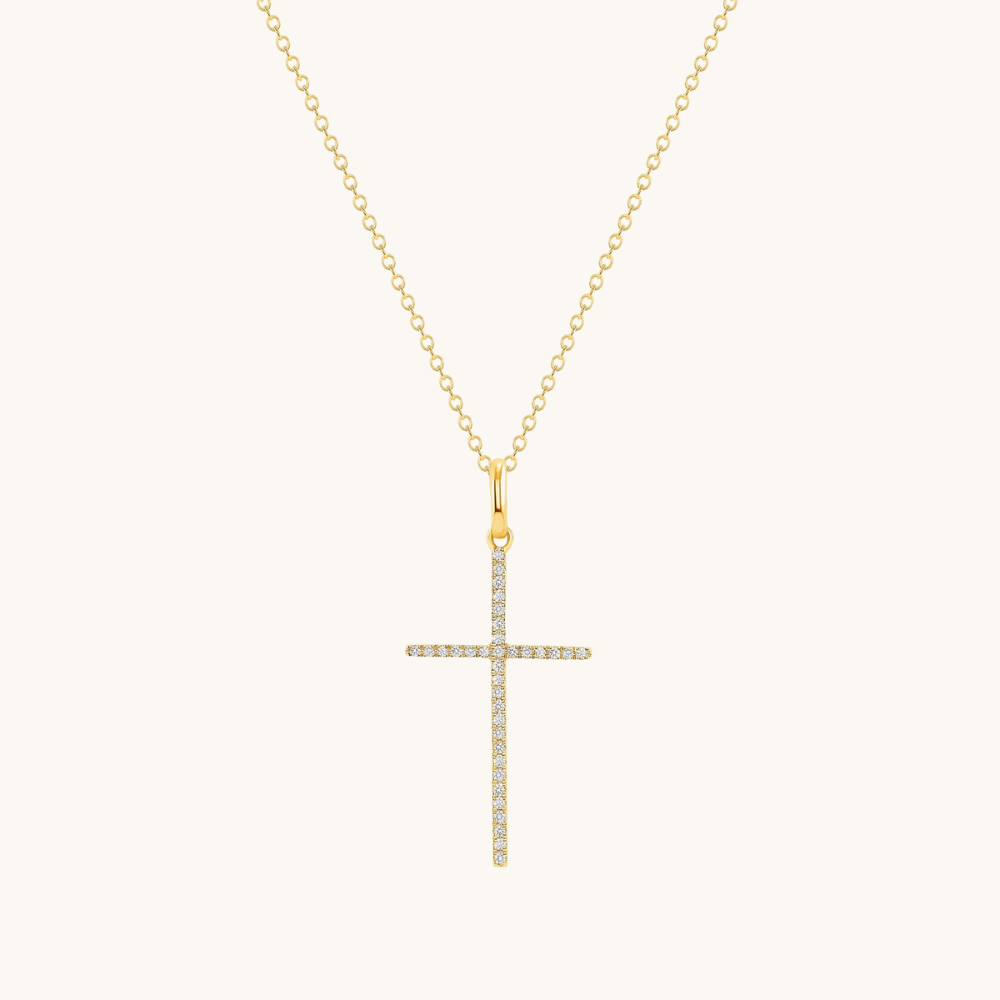 Thin Diamond Cross Necklace