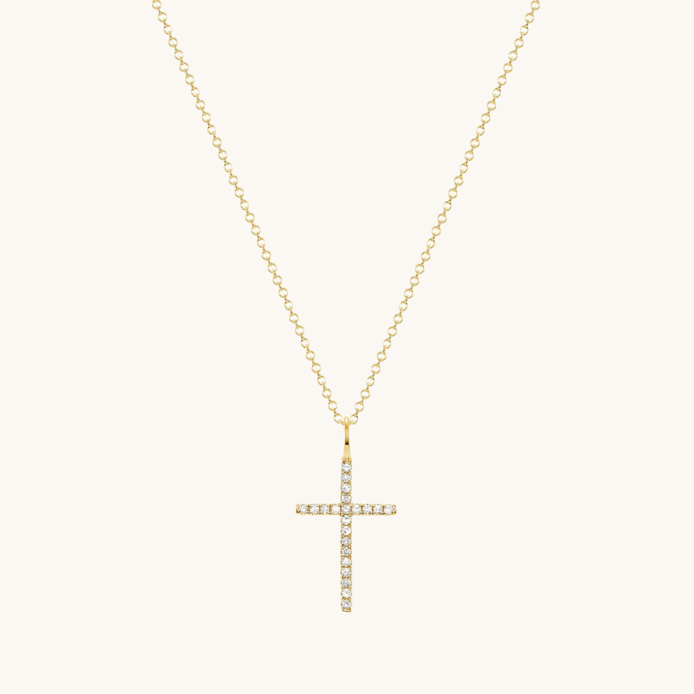 Thin Diamond Cross Necklace