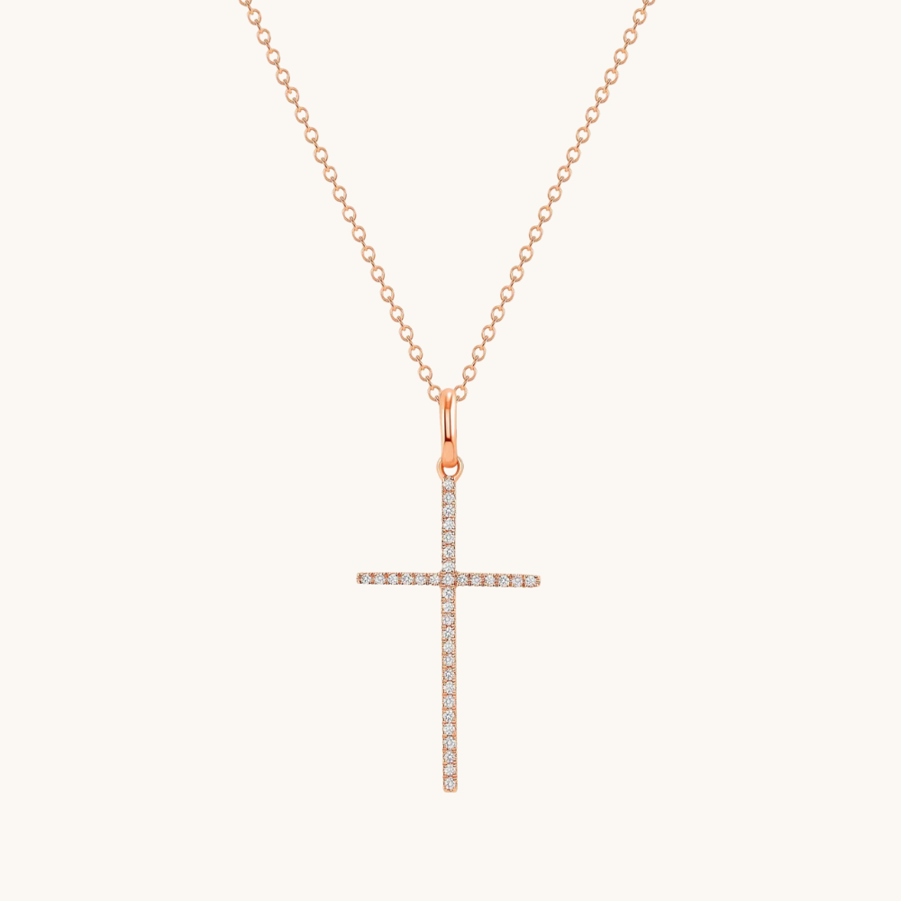 Thin Diamond Cross Necklace