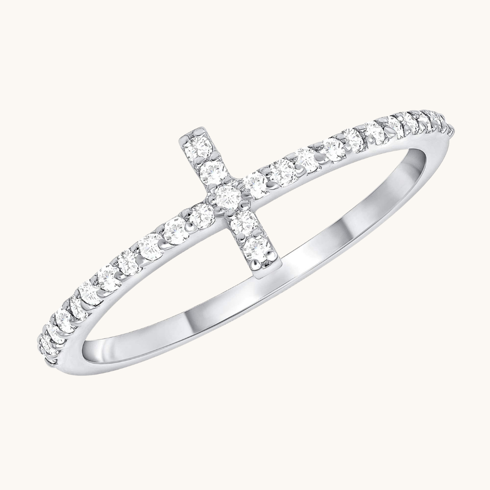 Thin Diamond Cross Ring - Happy Jewelers Fine Jewelry Lifetime Warranty