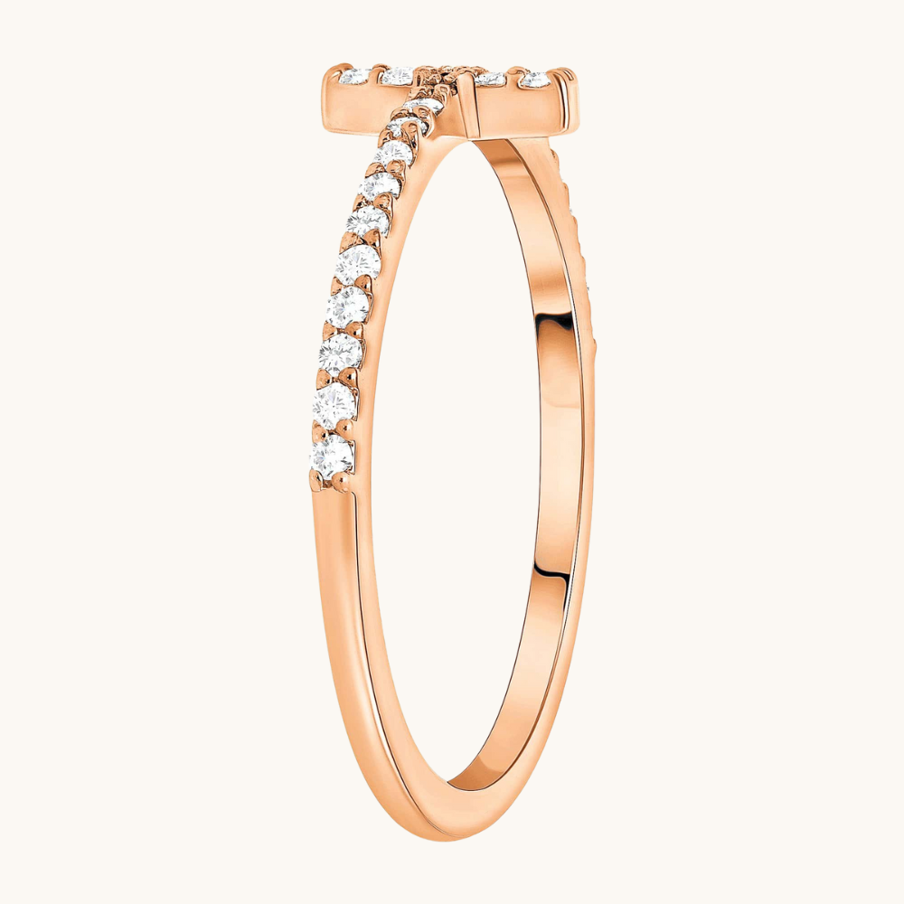 Thin Diamond Cross Ring