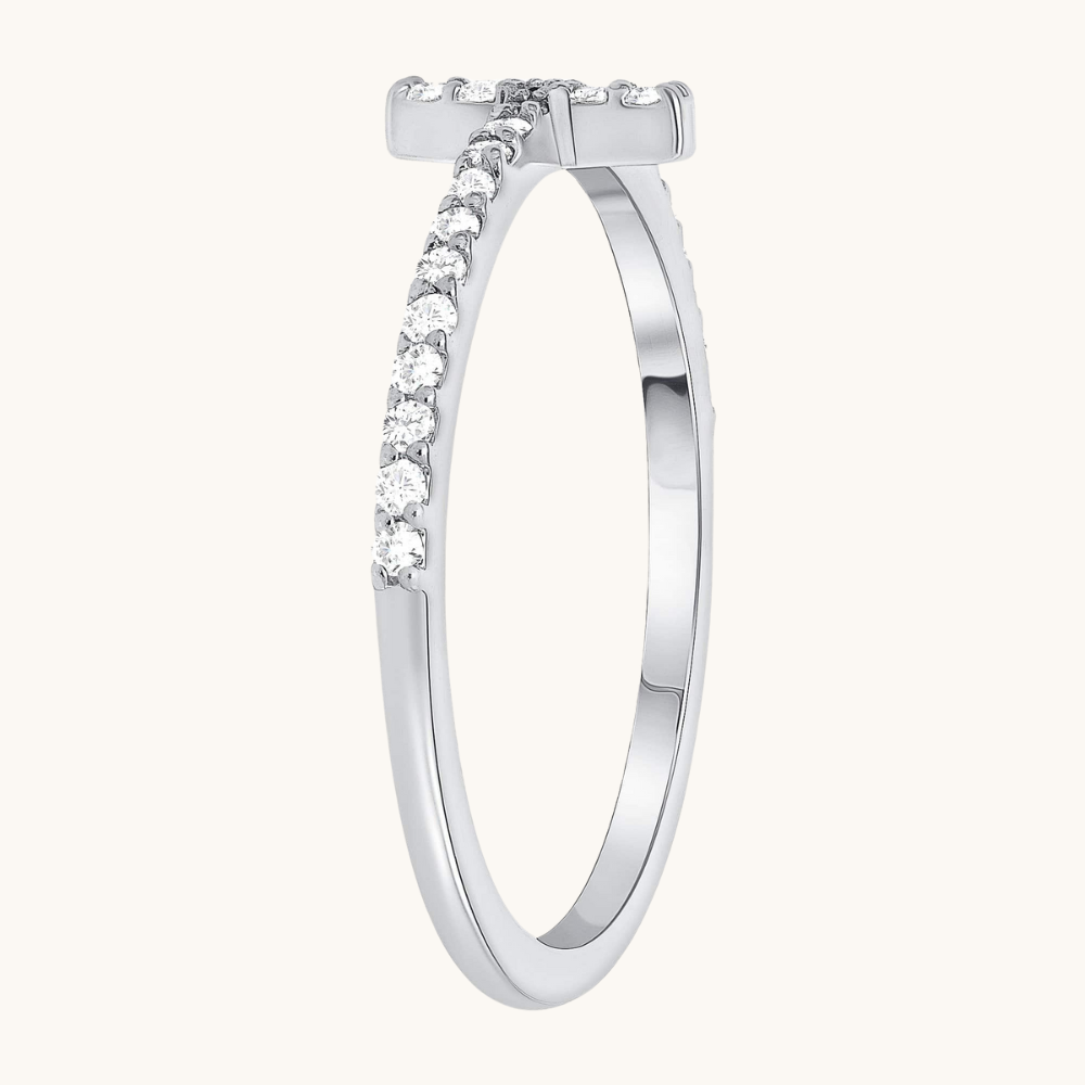 Thin Diamond Cross Ring