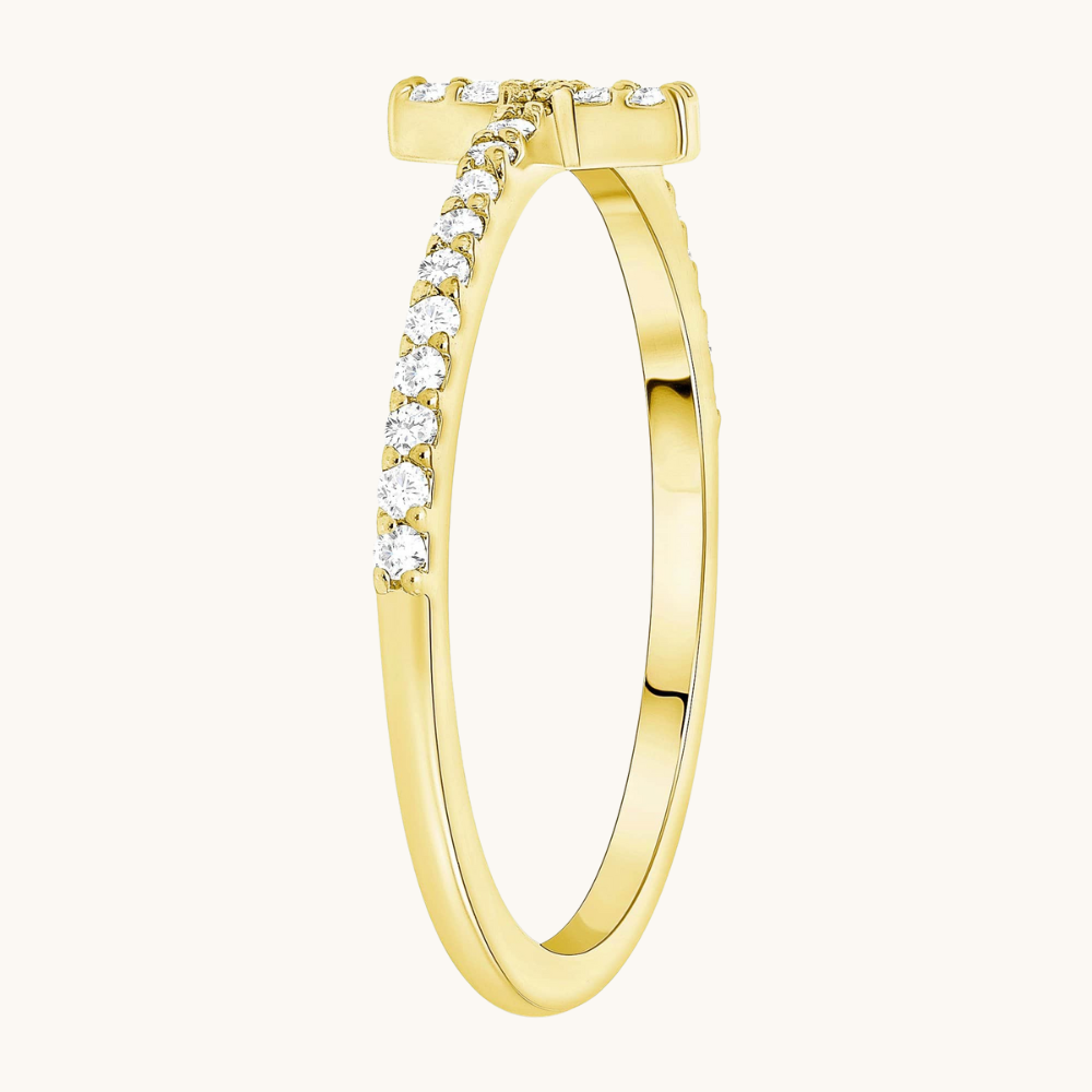 Thin Diamond Cross Ring