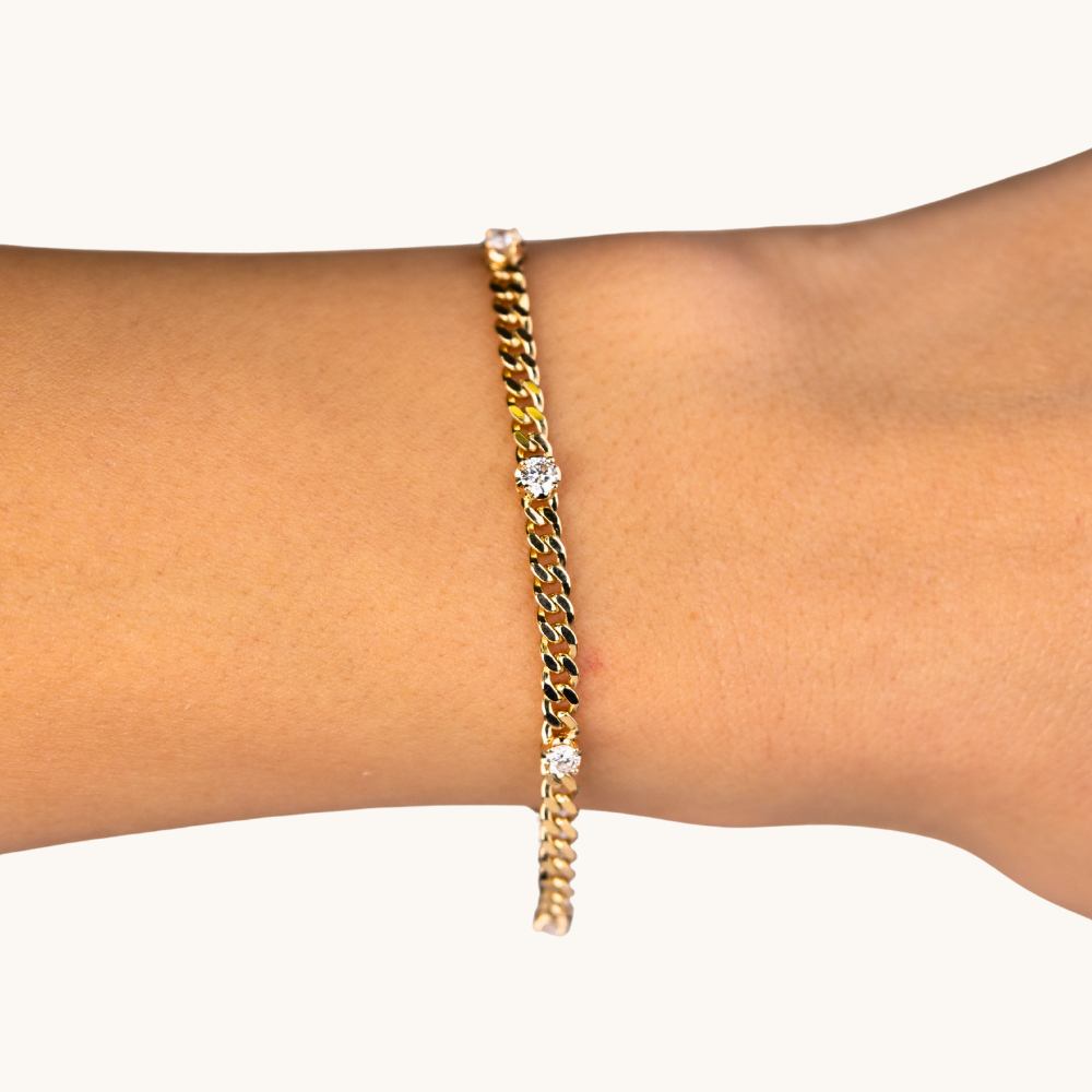 Lab Diamond Curb Chain Bracelet