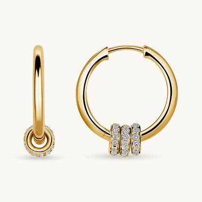 Yellow Gold Trinity Diamond Hoops