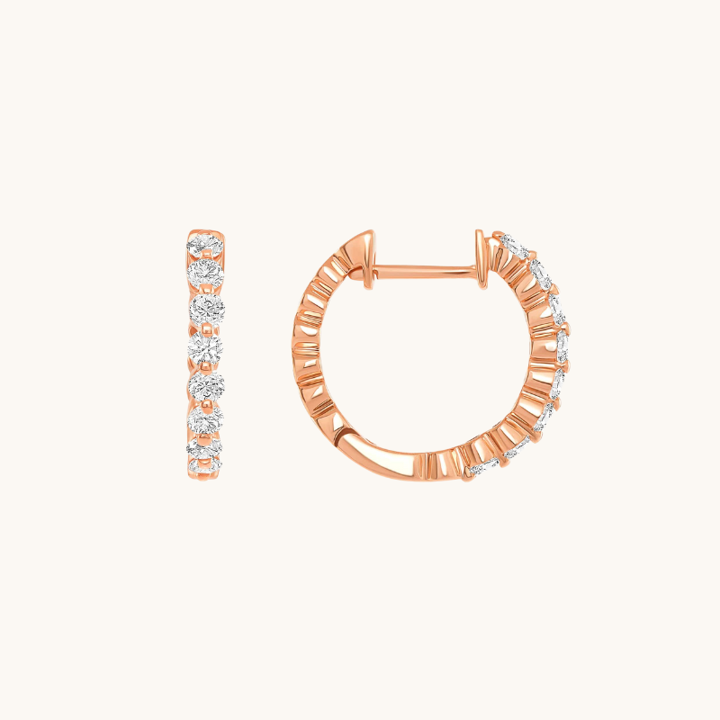 Shared Prong Mini Hoop Earrings