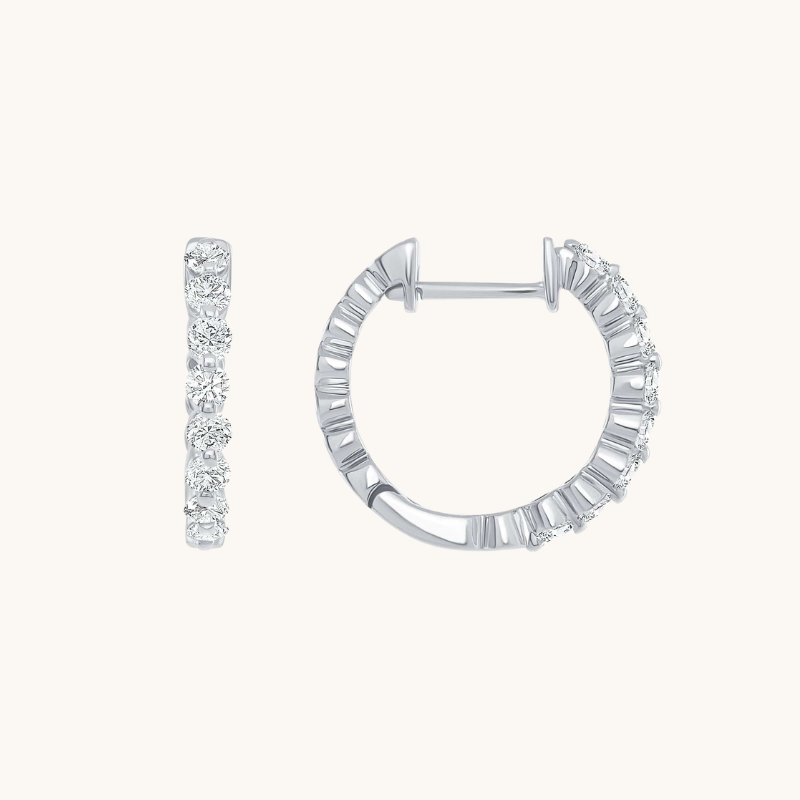 Shared Prong Mini Hoop Earrings