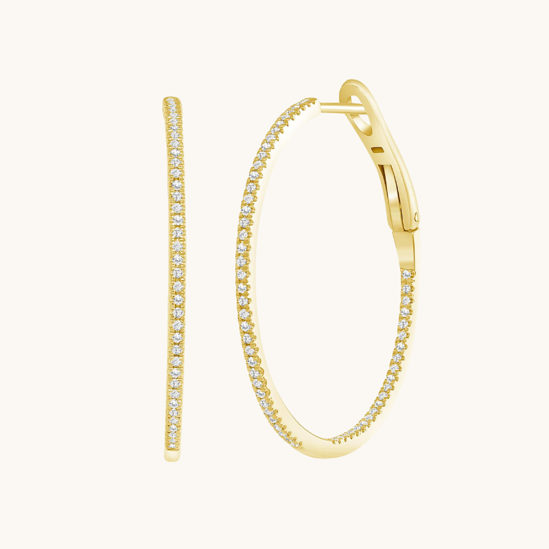 Skinny Diamond Hoop Earrings